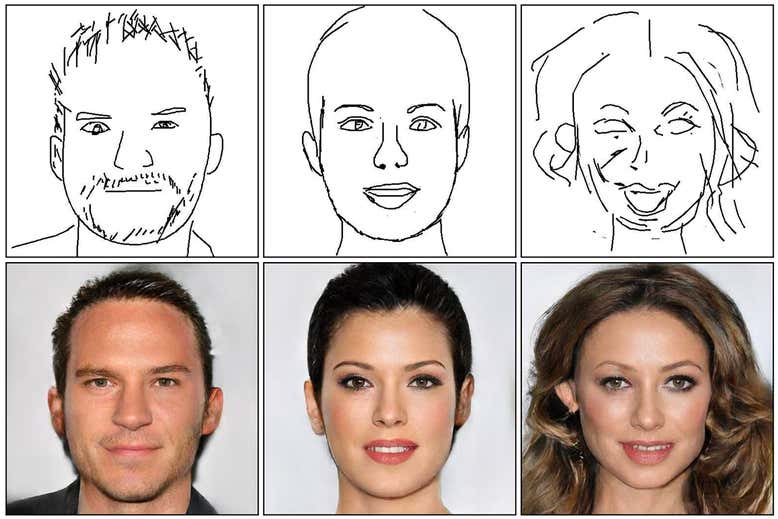 Нейронка рисует лица людей по наброскам