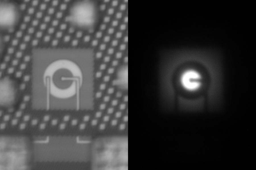 Кремниевый микрочип с интегрированными светодиодами