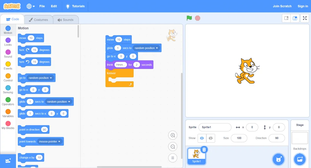 Scratch — учебная платформа по программированию для детей с визуальным программированием