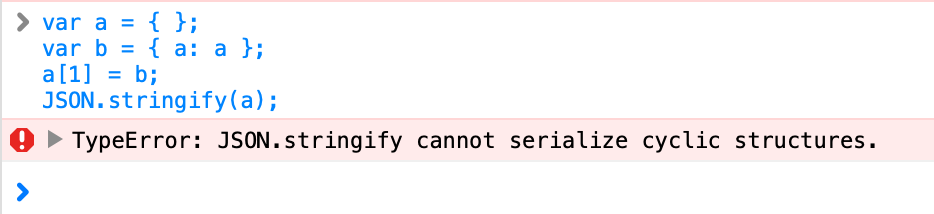 Что означает ошибка TypeError: JSON.stringify cannot serialize cyclic structures