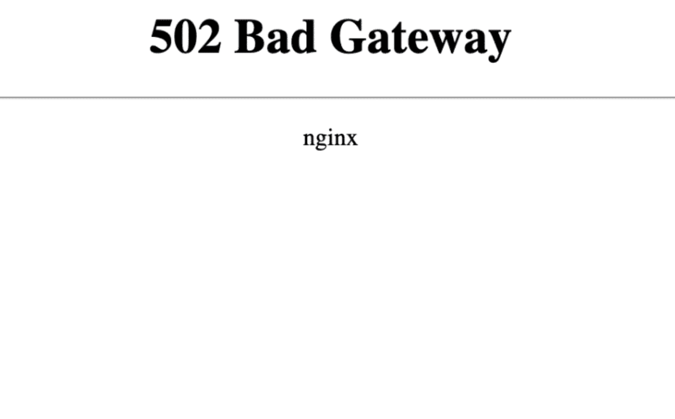 502 Bad gateway: сервер не смог обработать запрос по внешним причинам