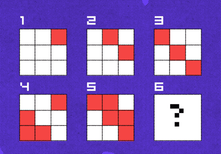 Шаблонное мышление? Попробуйте по первым пяти фигурам понять, по какому шаблону строится рисунок и что должно быть на шестой картинке
