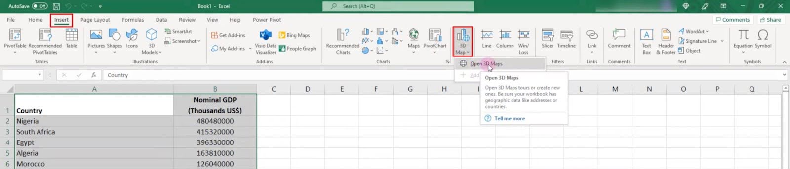 3D-карты в Excel на Windows