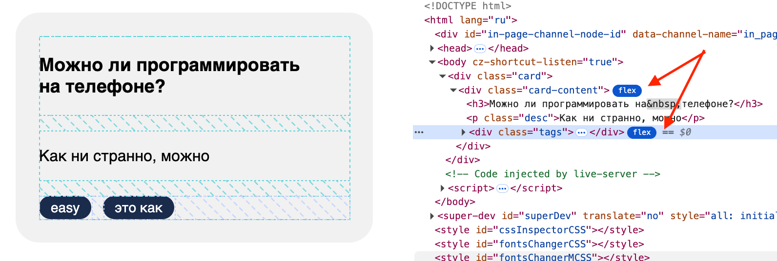Вёрстка карточек товаров