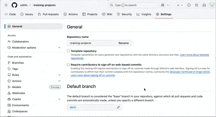 Удаление репозитория через веб-сайт GitHub