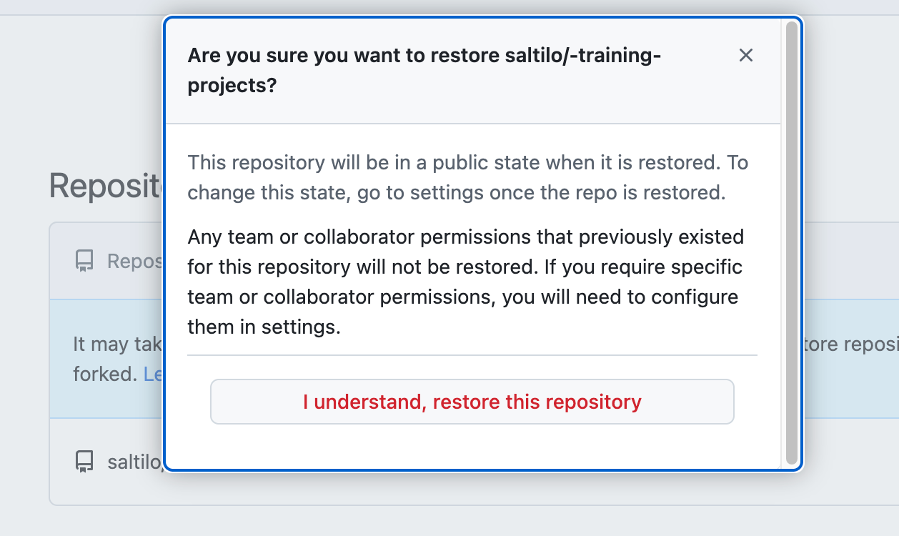 Как восстановить удалённый репозиторий