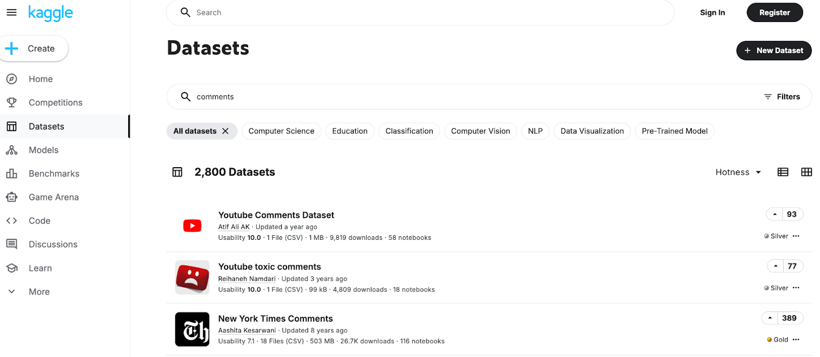 Датасеты на Kaggle