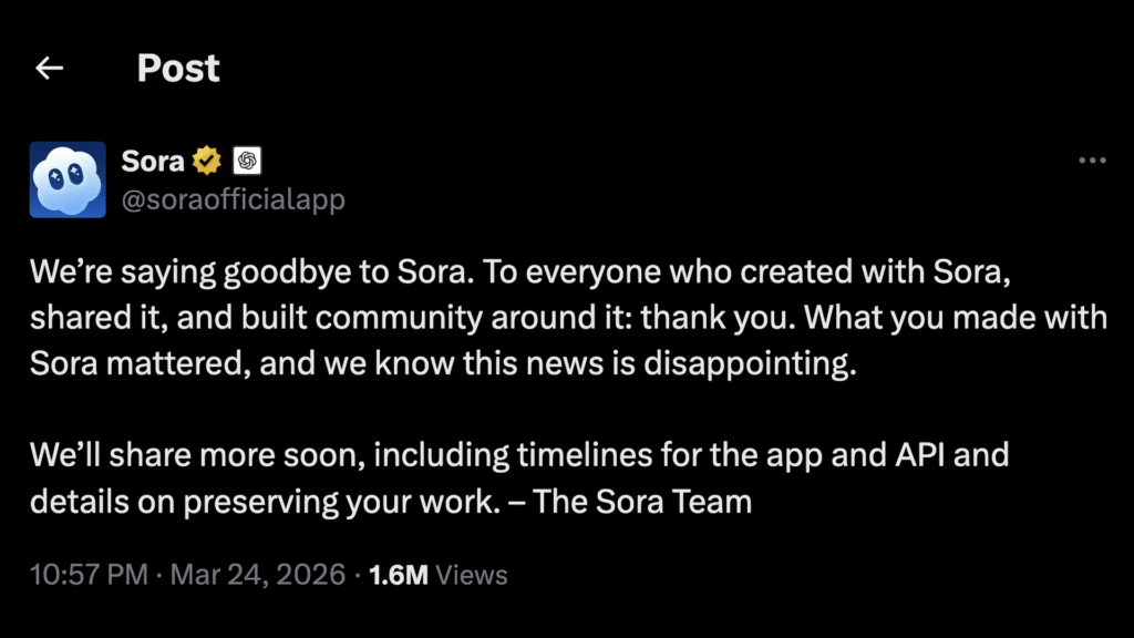 OpenAI закрыла нашумевший генератор ИИ-видео Sora спустя полгода после запуска