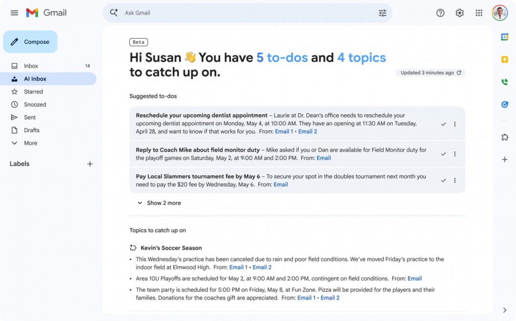 В Gmail появилась умная сводка писем... За $250 в месяц