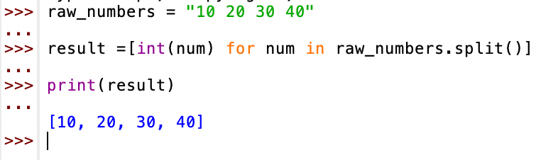 split() в цикле и list comprehension