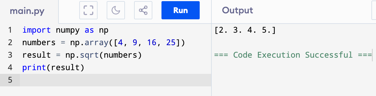 Способ 4: numpy.sqrt() для массивов и DataFrame
