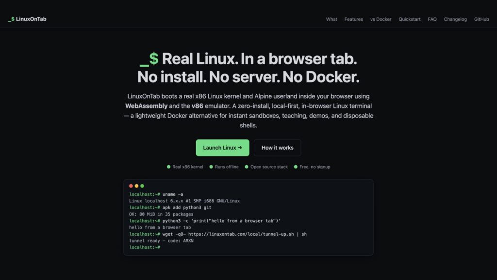 Полноценный Linux с реальным ядром запустили прямо в браузере